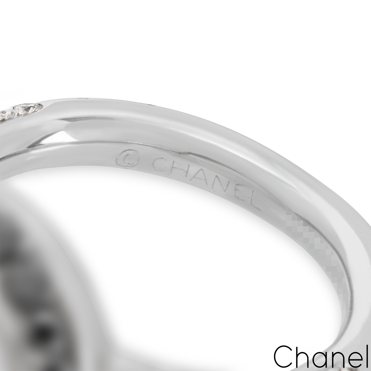 Chanel Platinum Pearl & Diamond Ring